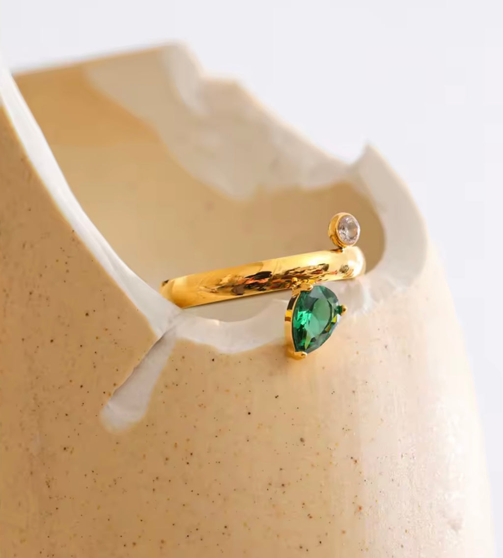 Green Crystal Accent Ring