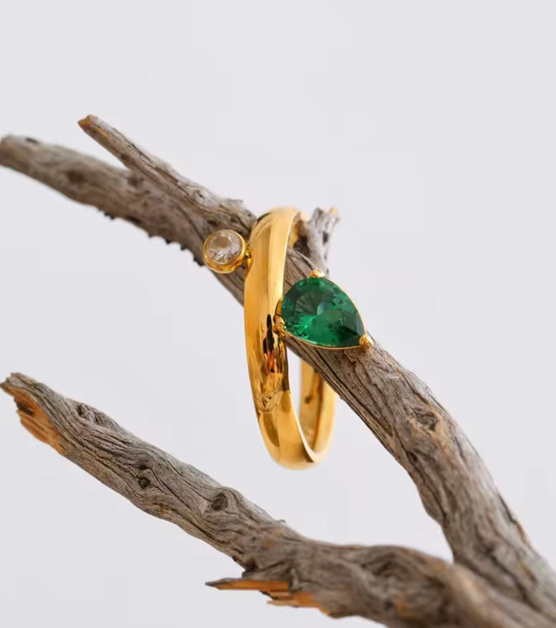 Green Crystal Accent Ring