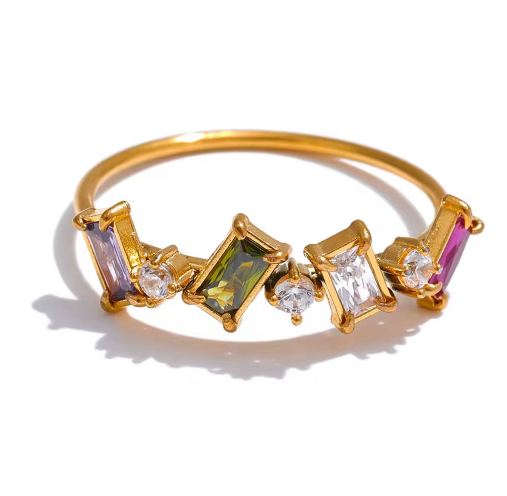 Multicolor Baguette Ring